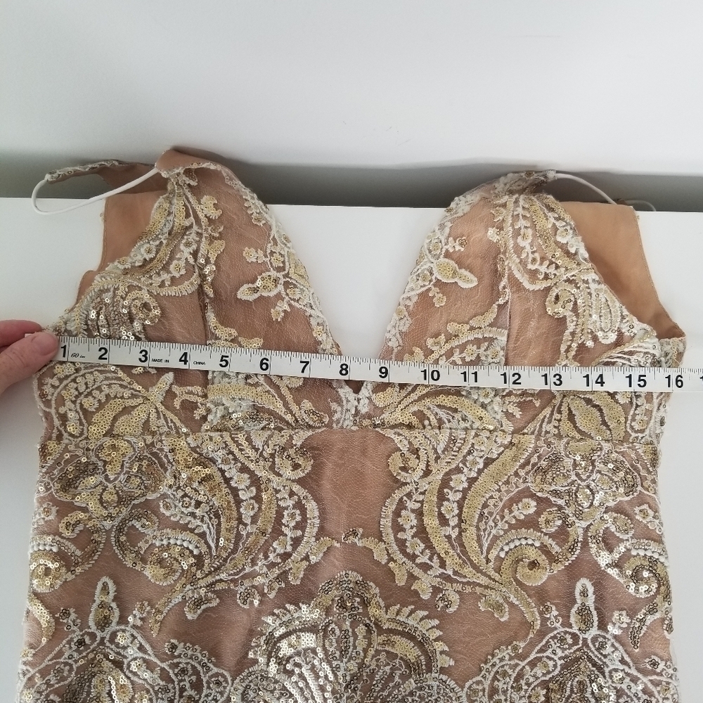 Free People Night Shimmers Mini Dress Lace Sparkly Size S Ivory/Beige Neutral - Picture 6 of 14